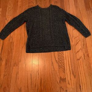 BDG M Cable Knit Preppy Sweater with Suede Elbow Patches